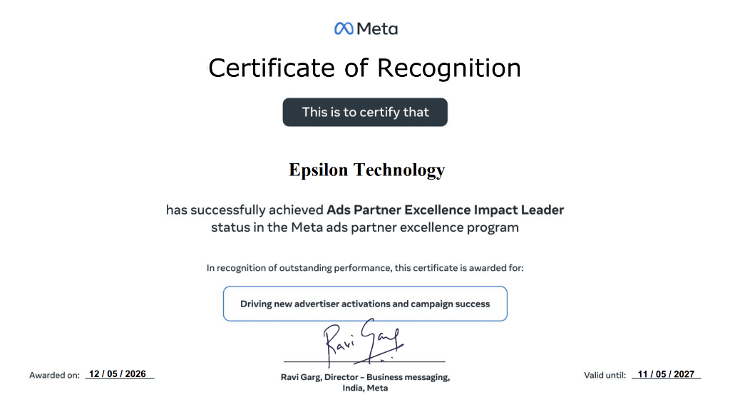 Meta Certificate of Recognition