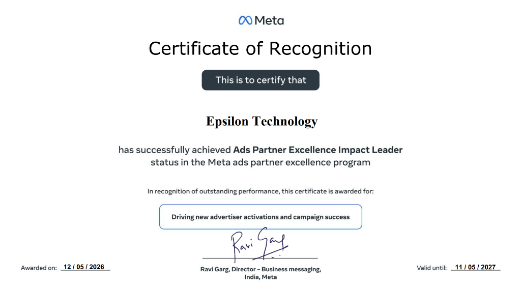 Meta Ads Partner Excellence Impact Leader Certificate